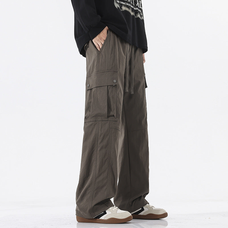 Men's Oversized Cargo Pants in Utility Style with Drawstring Waistband and Large Flap Pockets Mune Fashion