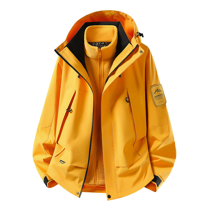 Unisex waterproof two-layer softshell rain jacket with removable fleece lining and hood Mune Fashion