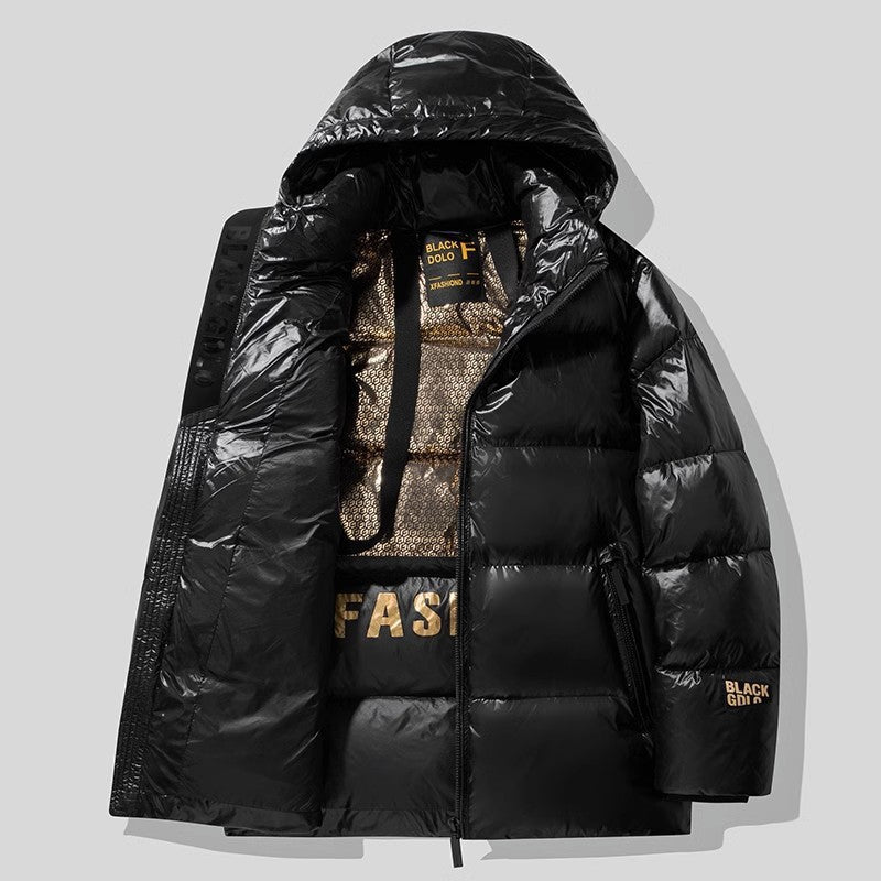 Unisex Glossy Quilted Parka with Metallic Lining and Carry Straps Mune Fashion
