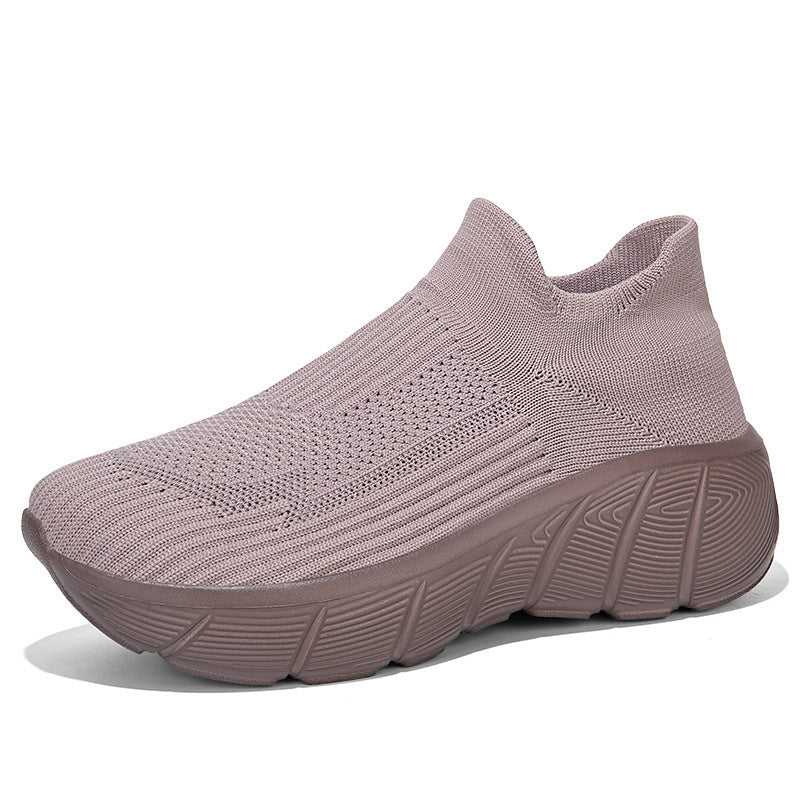 Unisex nan seamless knit slip-on shoe with sculpted platform outsole and orthopedically shaped heel support Mune Fashion