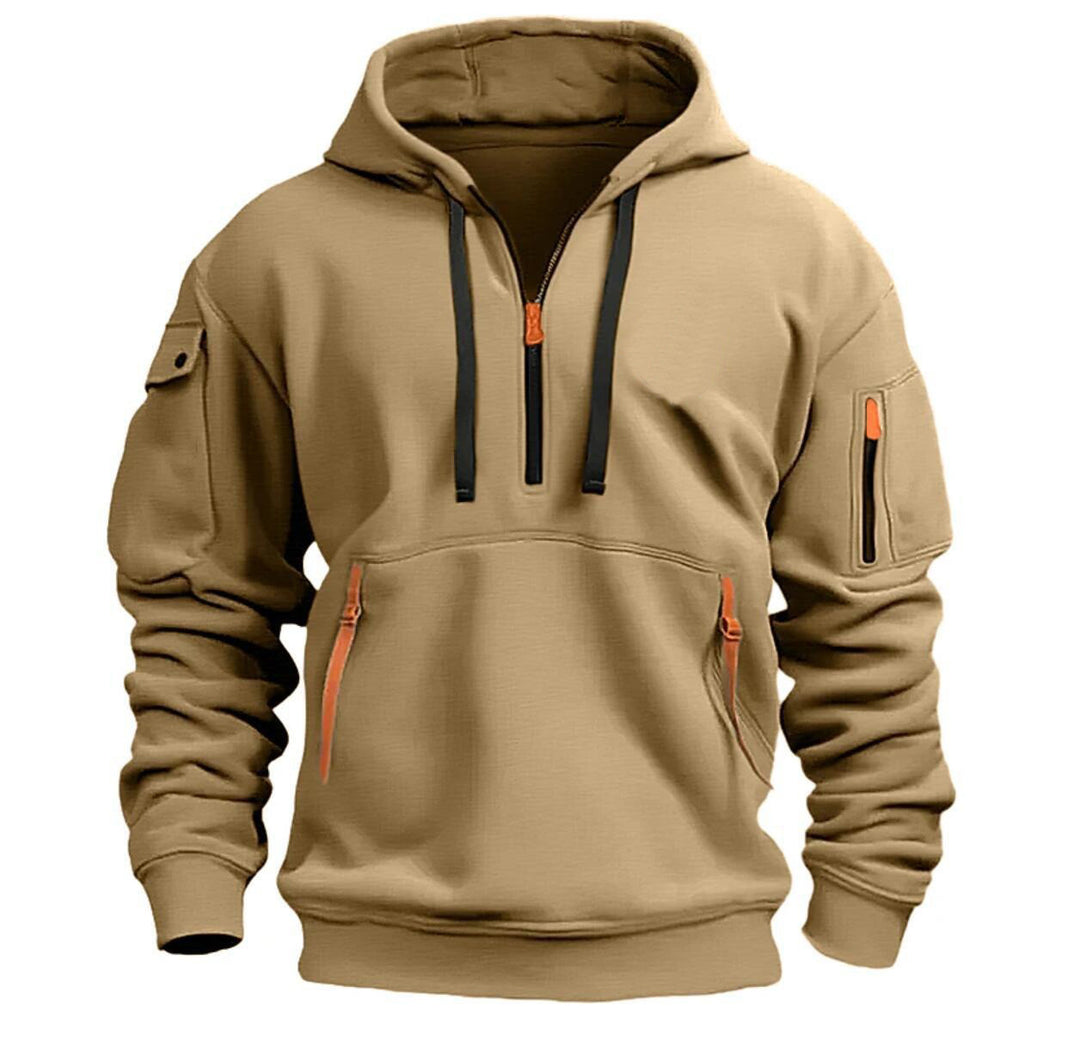 Men's functional hoodie with half zipper, zip-up pockets and sleeve pocket Mune Fashion