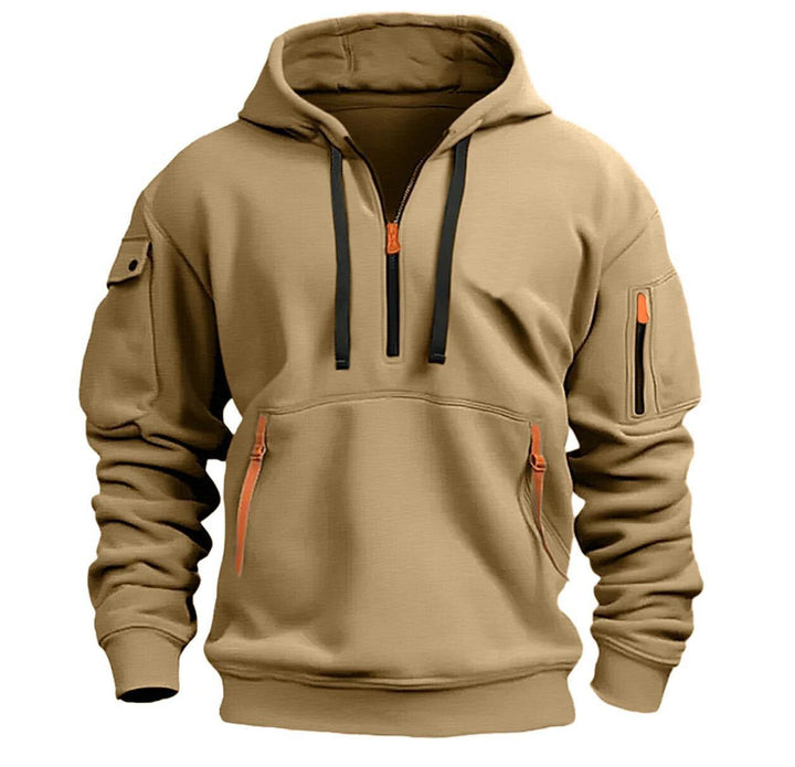 Men's functional hoodie with half zipper, zip-up pockets and sleeve pocket Mune Fashion