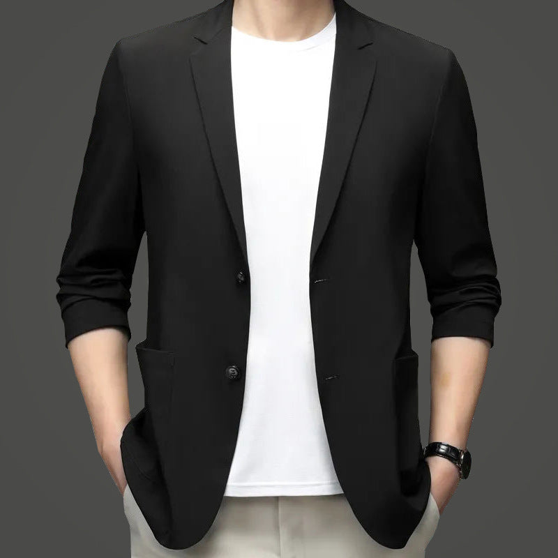 Men's Lightweight Elastic Summer Blazer with Three-Quarter Sleeves and Slim Fit Mune Fashion