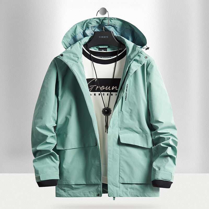 Men's waterproof city outdoor jacket with hood, concealed zipper and cargo pockets Mune Fashion