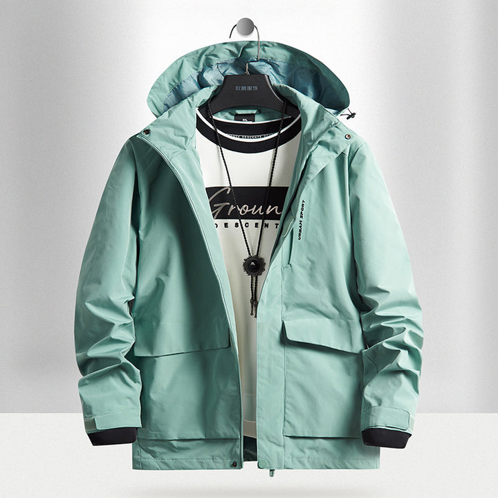 Men's waterproof city outdoor jacket with hood, concealed zipper and cargo pockets Mune Fashion