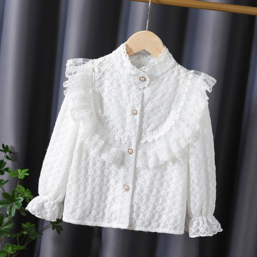 Women's Ruffle Blouse with Lace Accents Mune Fashion