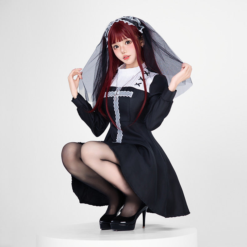 Women Playful Romantic Maid Dress with Ruffles and Bows Mune Fashion