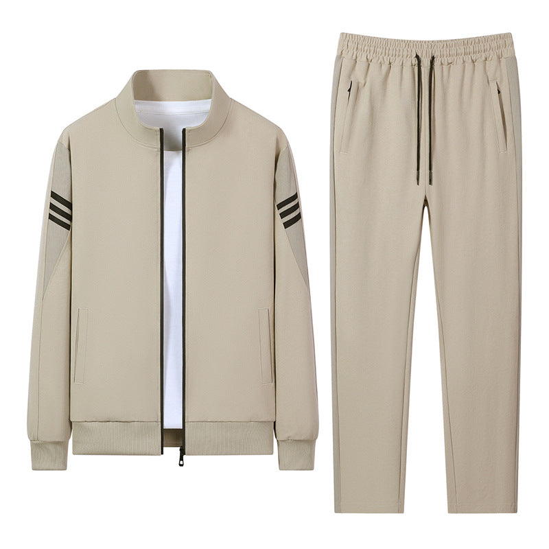 Men's casual training set with zip bomber, round neck sweatshirt, and elastic jogging pants Mune Fashion