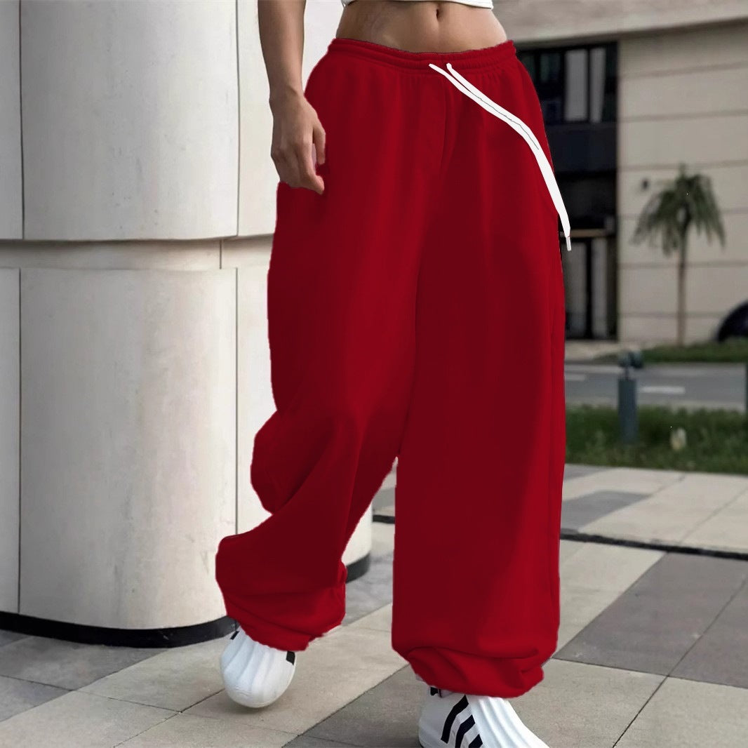 Women's wide Baggy joggers with a high comfort waistband, drawstring and elastic ankle cuffs Mune Fashion