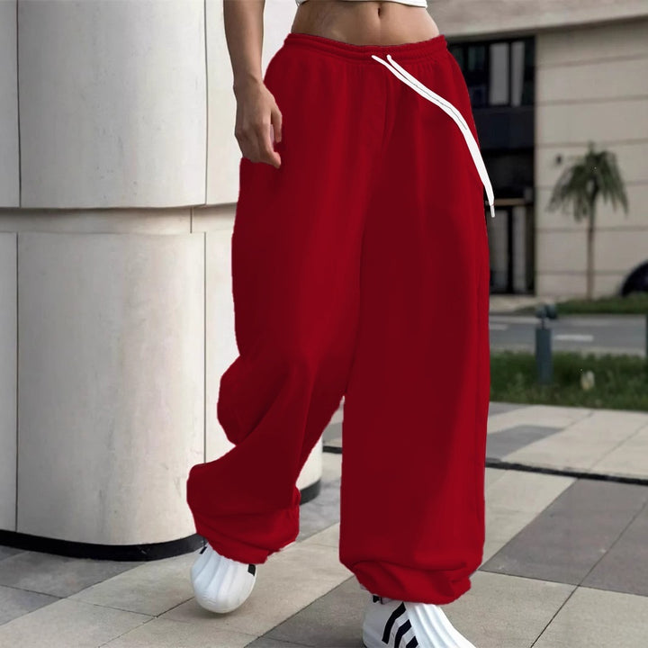 Women's wide Baggy joggers with a high comfort waistband, drawstring and elastic ankle cuffs Mune Fashion
