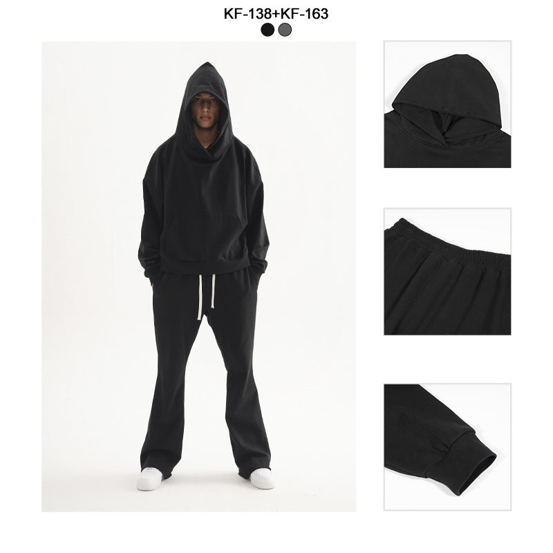 Women's Cropped Hoodie and Flared Sweatpants Lounge Set made of French Terry Mune Fashion
