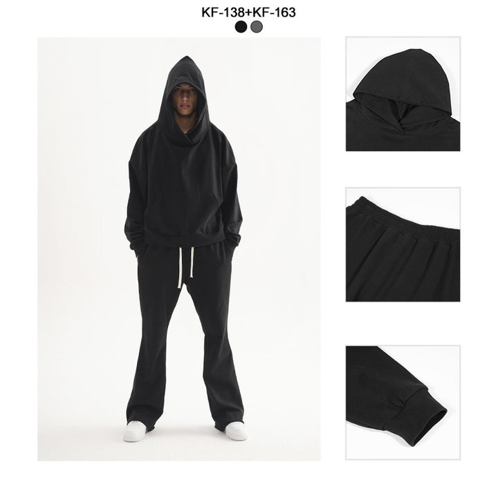 Women's Cropped Hoodie and Flared Sweatpants Lounge Set made of French Terry Mune Fashion