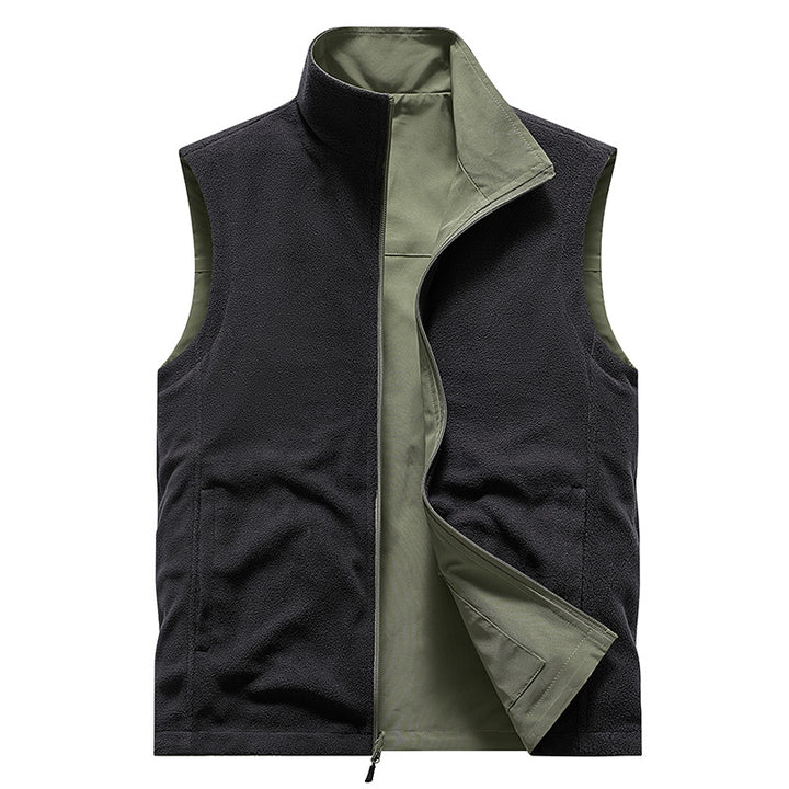 Men's fleece vest with stand-up collar, breathable lining & zip pockets Mune Fashion