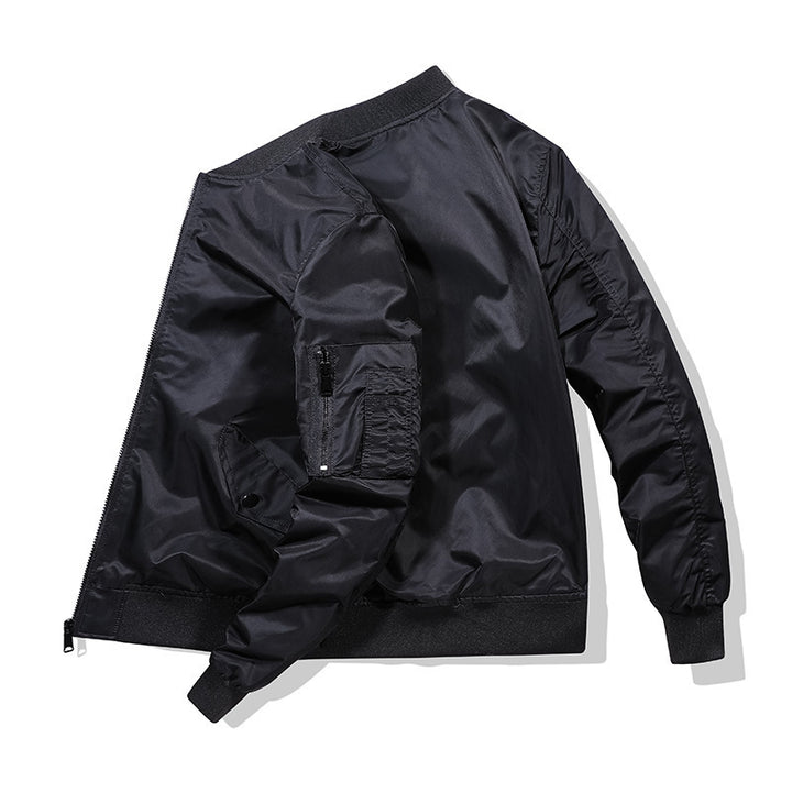 Men's Pilot Bomber Jacket in Nylon Finish with Sleeve Organizer and Ribbed Cuffs Mune Fashion