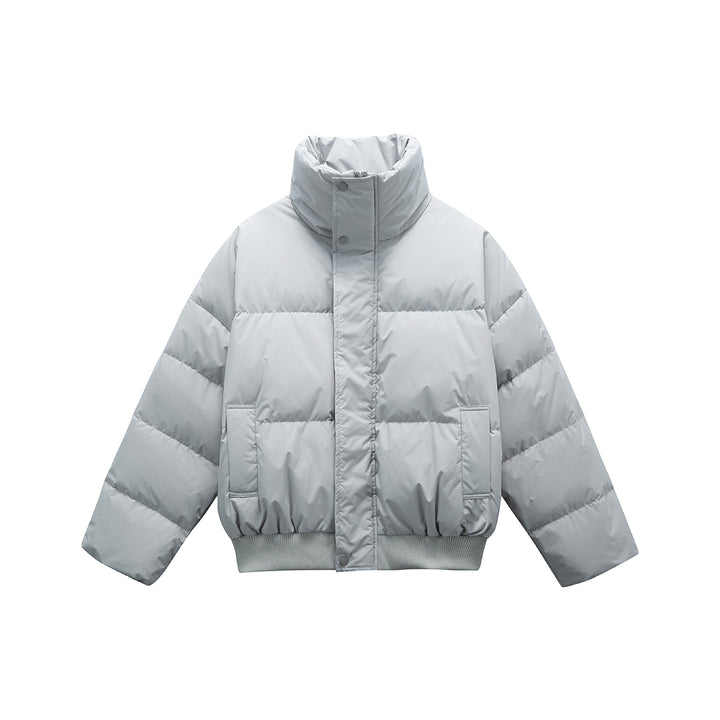 Unisex Boxy padded short jacket with high stand collar and elastic hem Mune Fashion