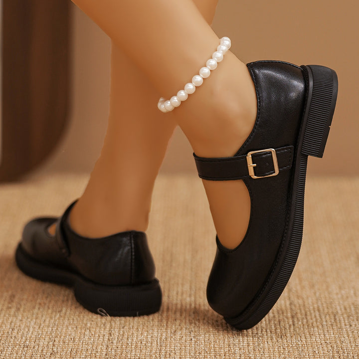 Ladies Mary-Jane Slipper with cushioned platform sole and adjustable buckle strap Mune Fashion