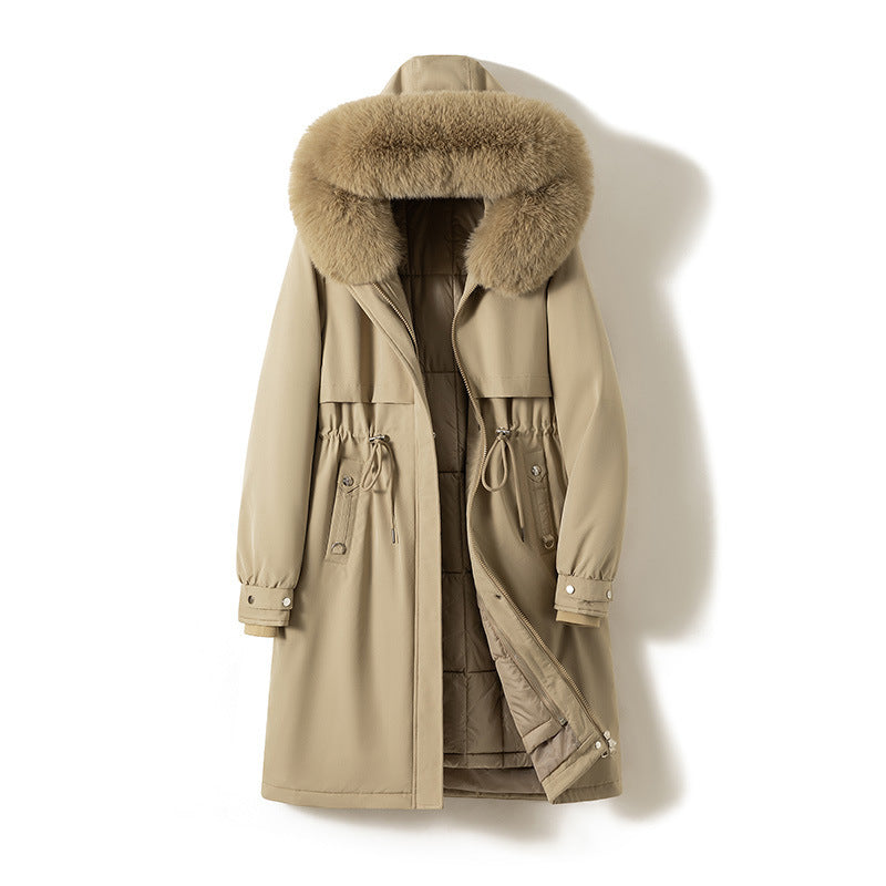 Women's longer water-repellent functional parka with removable faux fur hood and internal thermal padding Mune Fashion