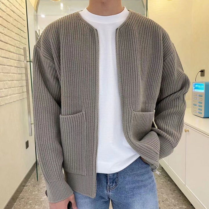 Unisex Oversized Boxy Cardigan with concealed zipper and wide ribbed structure Mune Fashion