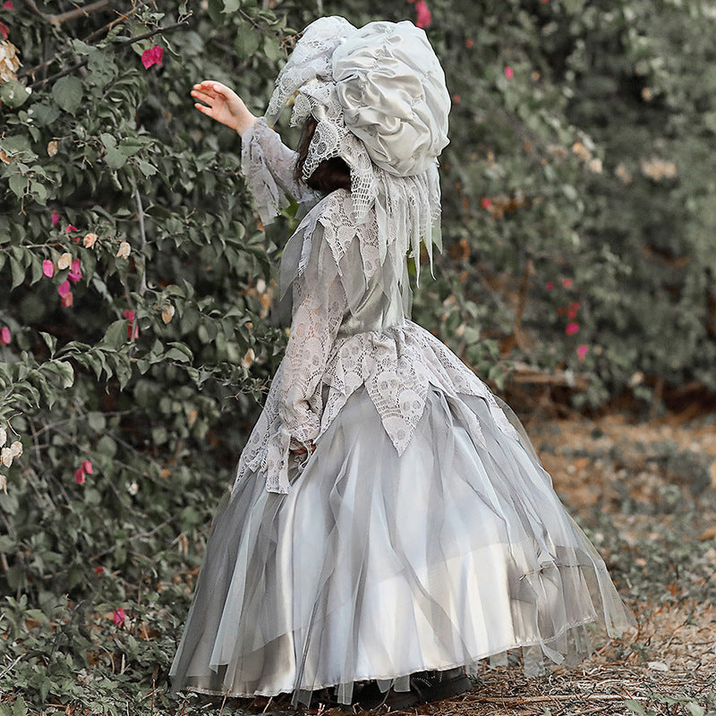 Girls enchanting ghost costume with lace embellishments Mune Fashion