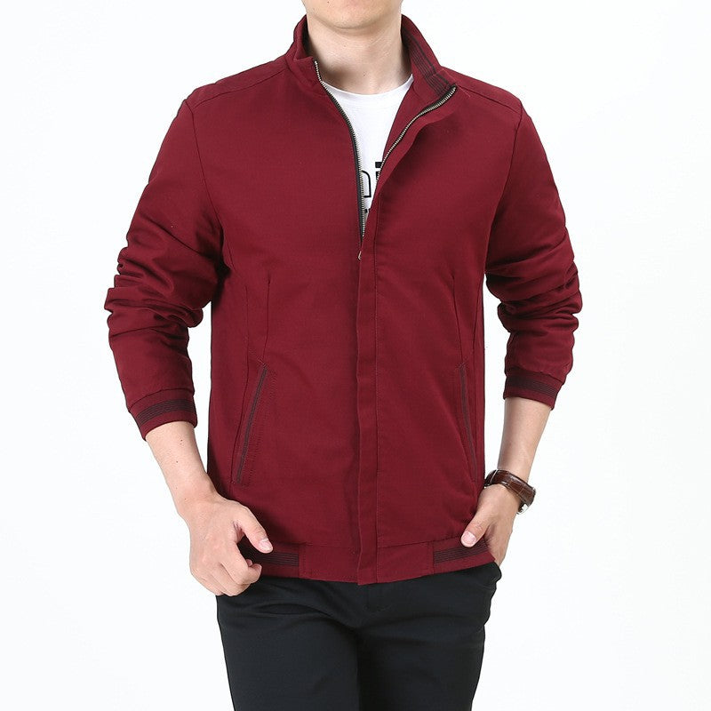 Men's tailored Harrington jacket made of cotton twill with concealed zipper and striped cuffs Mune Fashion
