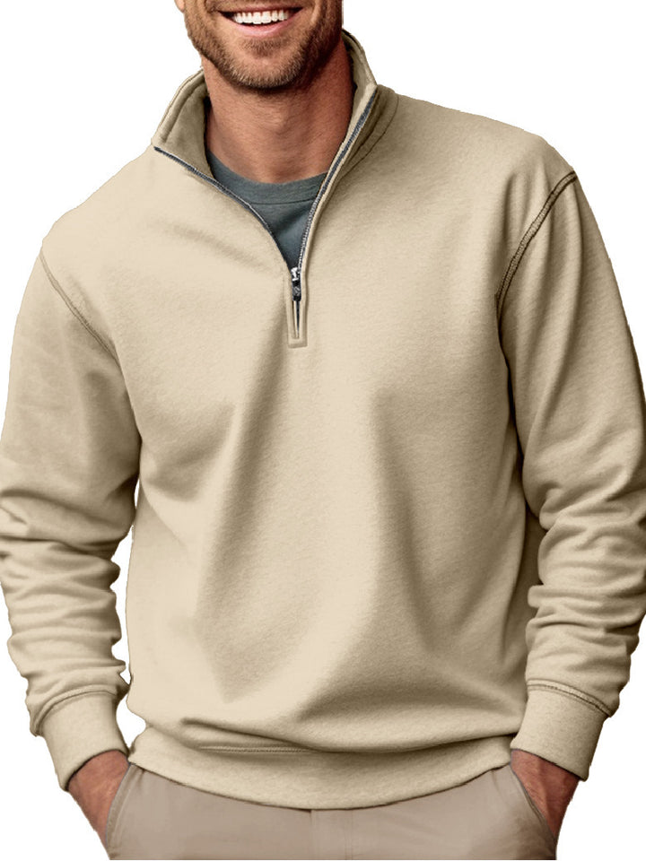 Men's half-zip sweatshirt with stand-up collar and soft fleece interior lining Mune Fashion