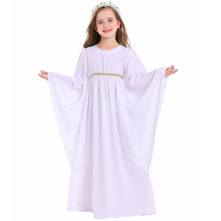 Girls fairy-tale dress with wide sleeves and floral belt Mune Fashion