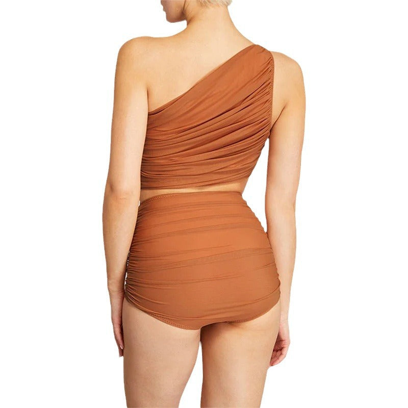 Women's High-Waisted Bikini with Asymmetrical Top and Wrap Skirt Mune Fashion