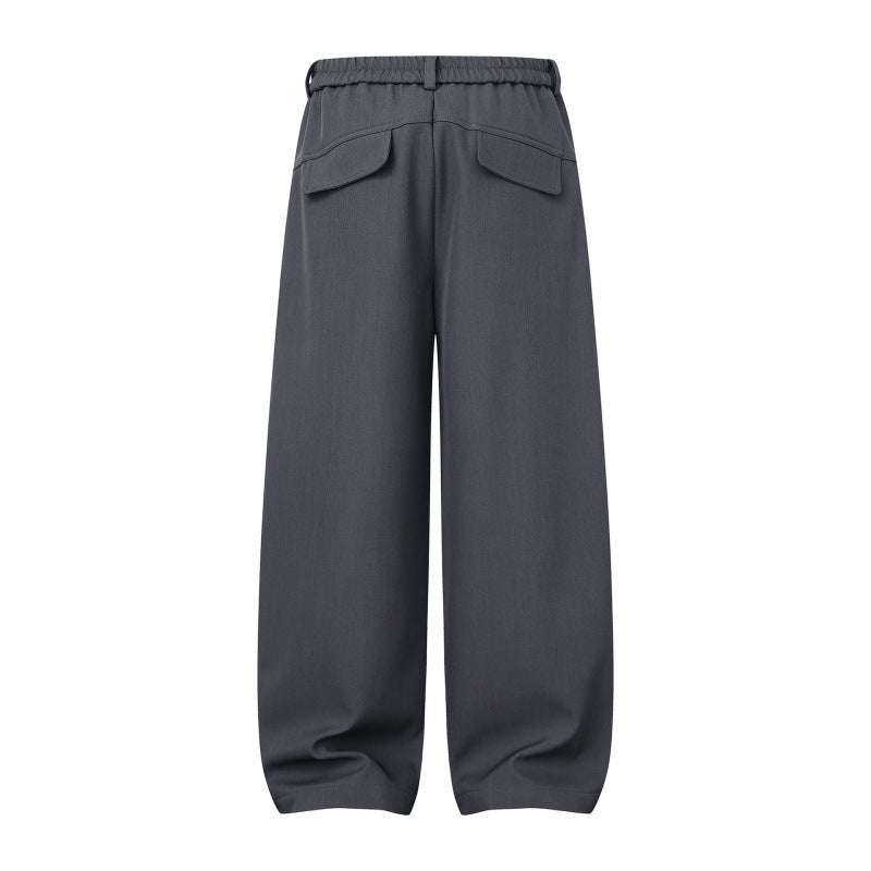 Women Wide Culotte Pants with Knee Patches, Elastic Back Waistband and Patch Pockets Mune Fashion
