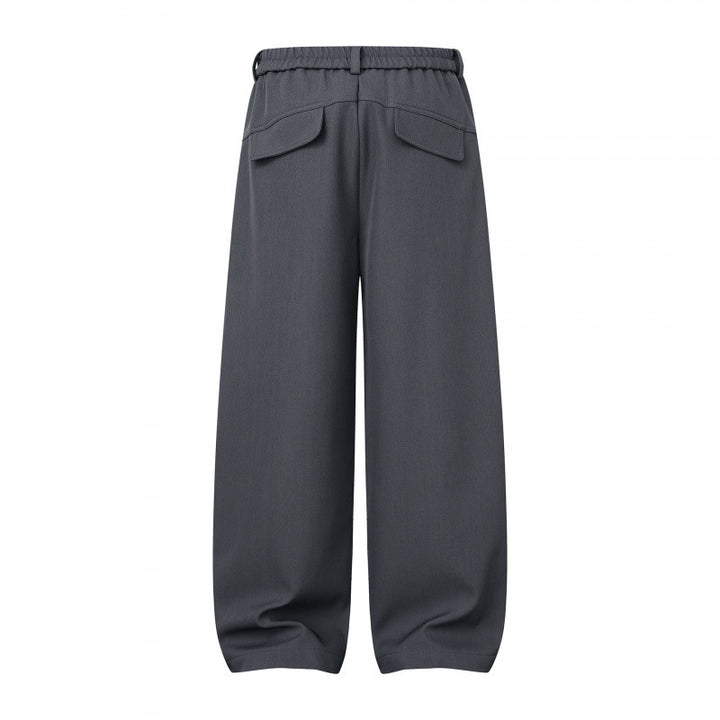 Women Wide Culotte Pants with Knee Patches, Elastic Back Waistband and Patch Pockets Mune Fashion