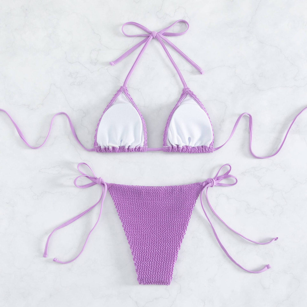 Women's triangle bikini with refined ties and textured fabric Mune Fashion