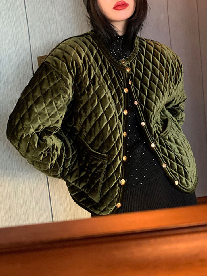 Women Patterned Quilted Jacket Mune Fashion