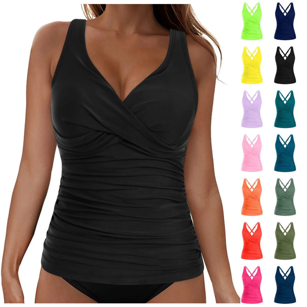 Ladies elegant wrap swim top with ruffles Mune Fashion