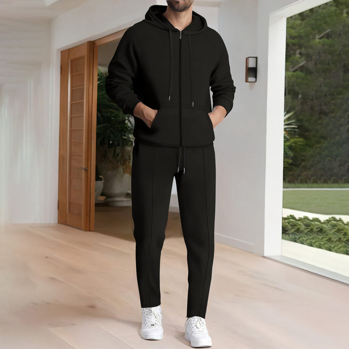 Men's nano structure fleece zip hoodie with kangaroo pockets and tapered jogger pants Mune Fashion