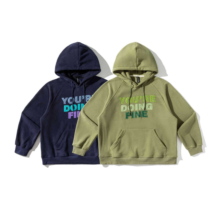 Unisex Loose-Fit Fleece Hoodie with Statement Embroidery Mune Fashion