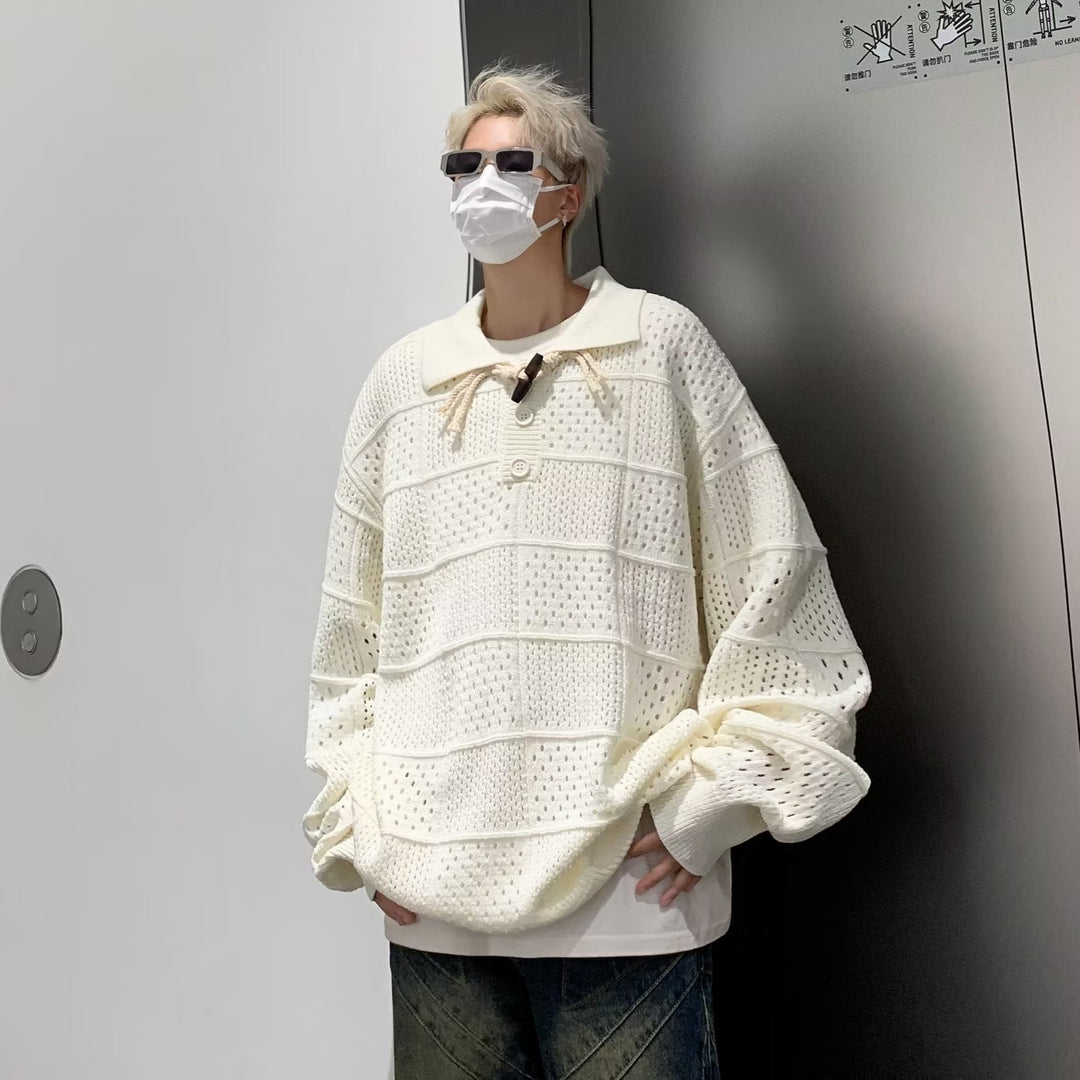 Men's Fashionable Chunky Knit Sweater with Stand-Up Collar and Button Placket Mune Fashion