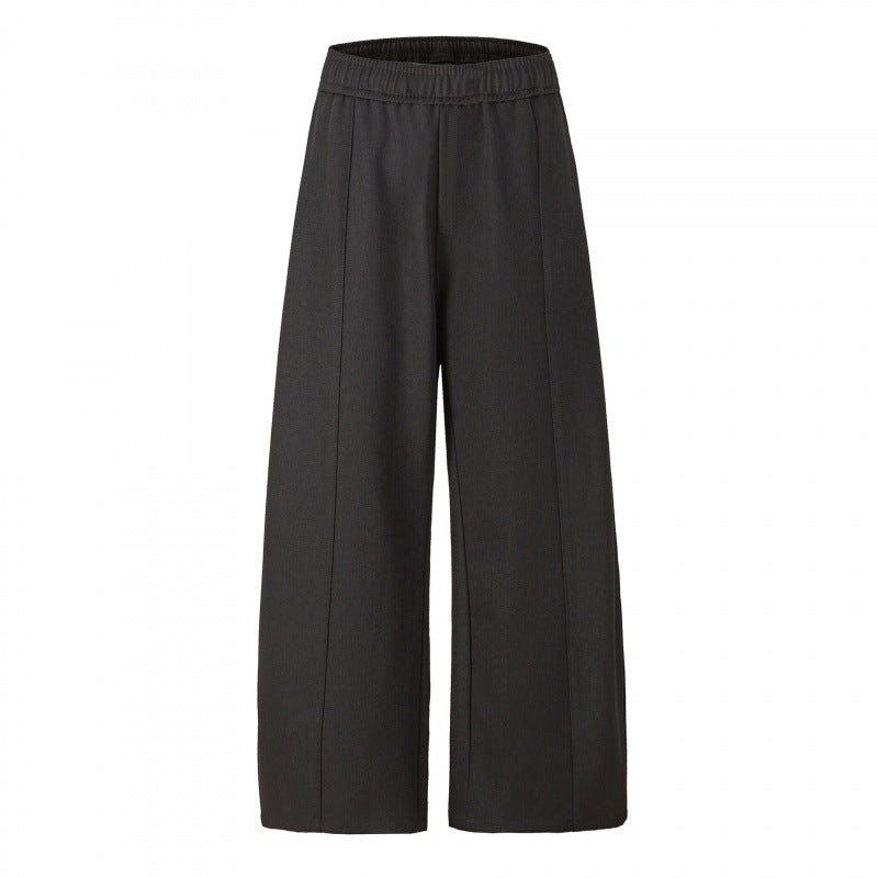 Women's Elegant Culotte Pants with Wide Leg, Crease and Elastic Comfort Waistband Mune Fashion