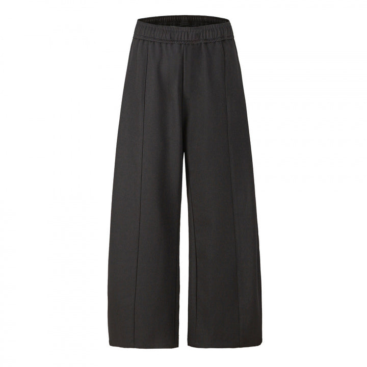 Women's Elegant Culotte Pants with Wide Leg, Crease and Elastic Comfort Waistband Mune Fashion