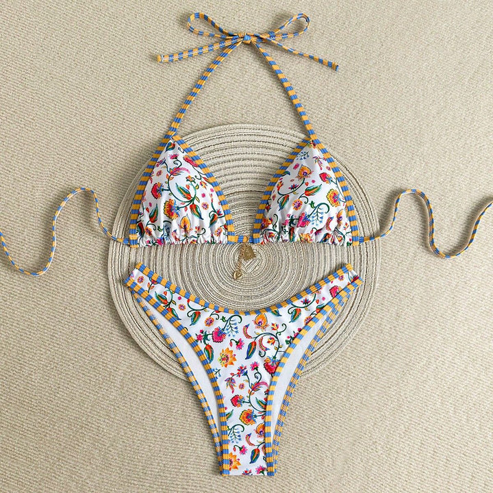 Women's Triangle Bikini with Colorful Floral Print Mune Fashion