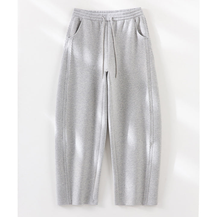 Women Relaxed-Fleece-Pants with High Waist, Drawstring and Decorative Side Seam Mune Fashion