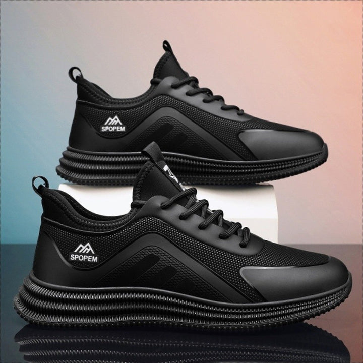 Men's Minimalist Urban Running Trainer with Ribbed Platform Sole and Seamless Mesh Upper Mune Fashion
