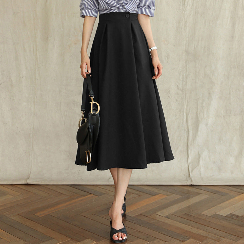 Women Elegant A-Line Midi Skirt Mune Fashion