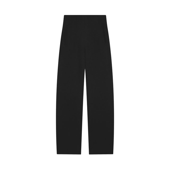 Women's High-Waisted Wide Fabric Pants with Straight Leg and Hidden Waistband Mune Fashion