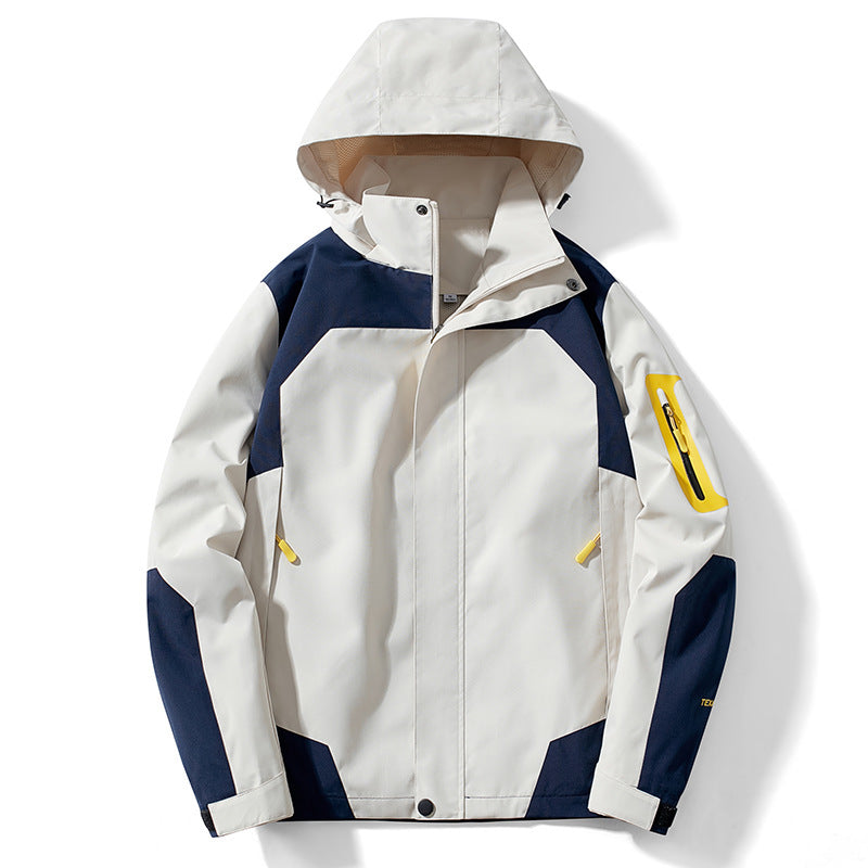 Men's technical softshell hooded jacket with contrast panels and zippered sleeve pocket Mune Fashion