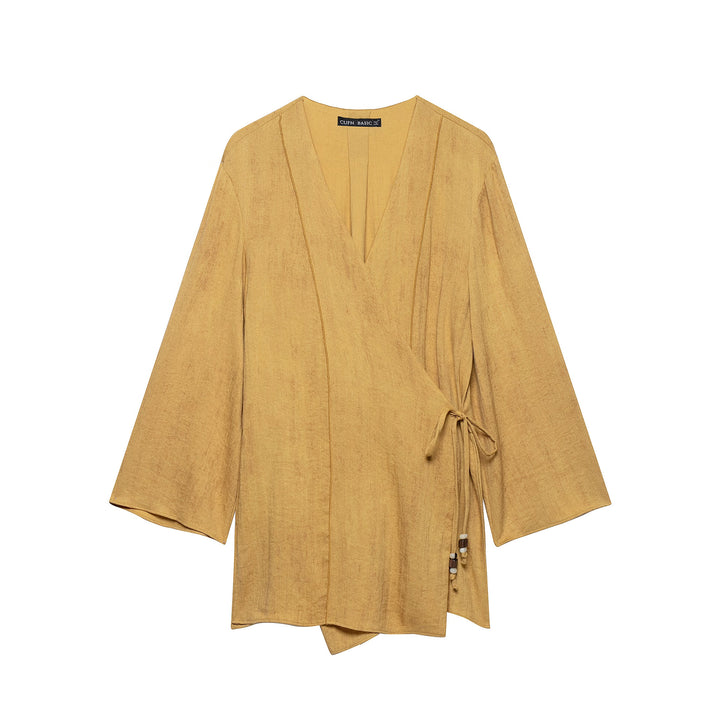 Women's Wide Culotte Pants in Linen Look with Elastic Waistband and Decorative Cord Mune Fashion