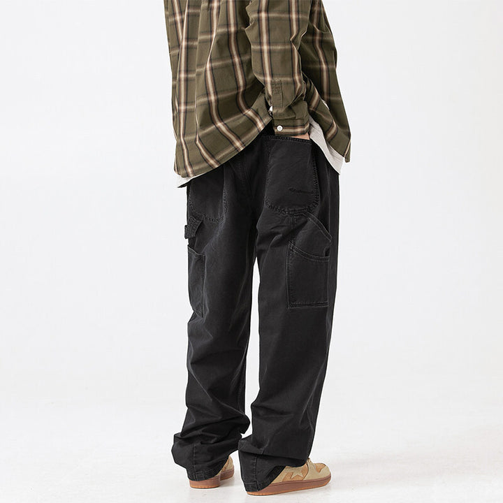 Men's Wide Utility Cargo Pants in Baggy Fit with Large Patch Pockets and Reinforced Knee Areas Mune Fashion