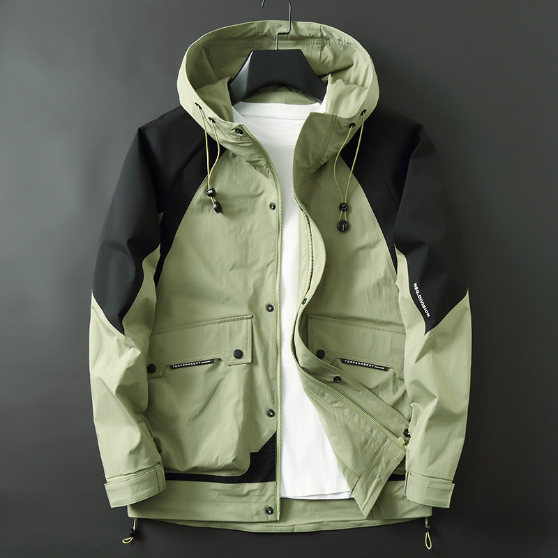 Men's Technical Softshell Parka with Hood, Water-Repellent and Functional Utility Pockets Mune Fashion