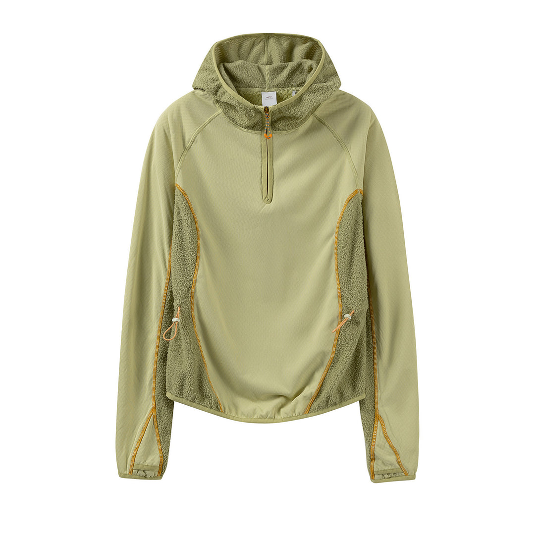 Women's Lightweight Hooded Half-Zip with Sherpa Inserts and Adjustable Hem Mune Fashion