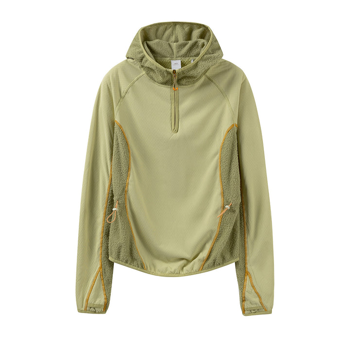 Women's Lightweight Hooded Half-Zip with Sherpa Inserts and Adjustable Hem Mune Fashion