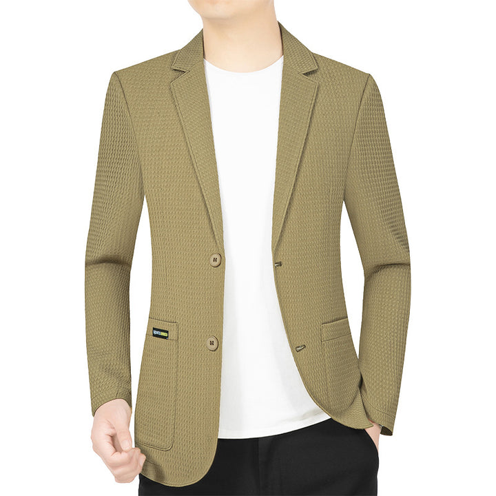 Men's Modern Stretch Business Blazer with Slim Fit and Patch Pockets Mune Fashion