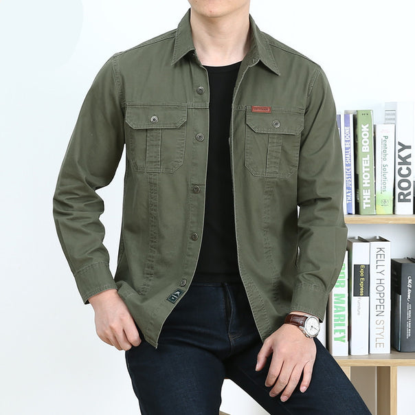 Men's Cotton Utility Overshirt with Chest Patch Pockets and Reinforced Seams Mune Fashion